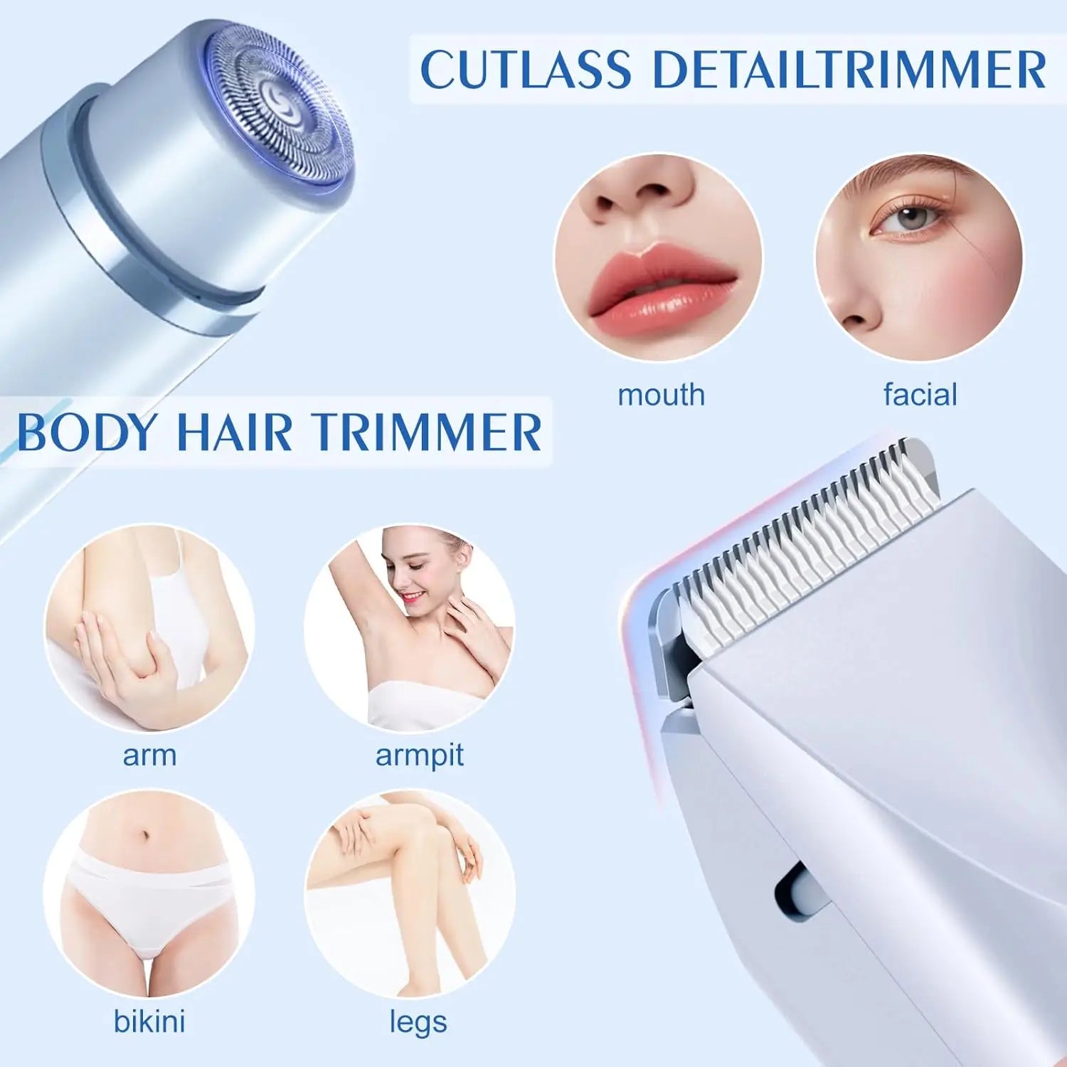 Electric Razor for Women Body Epilator Bikini Trimmer Woman Electric Shaver for Bikini Leg Face Mustache Painless Hair Removal